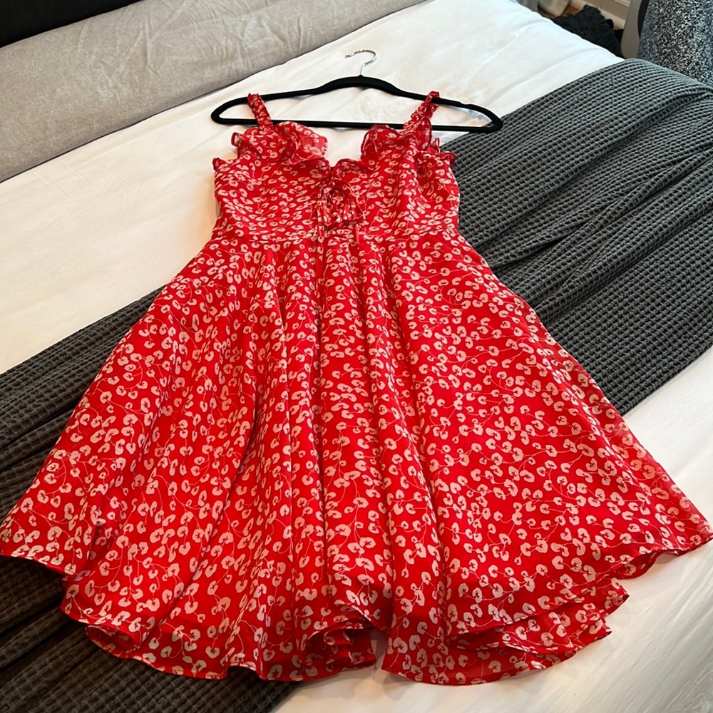 AQUA RED SUMMER DRESS, SIZE SMALL